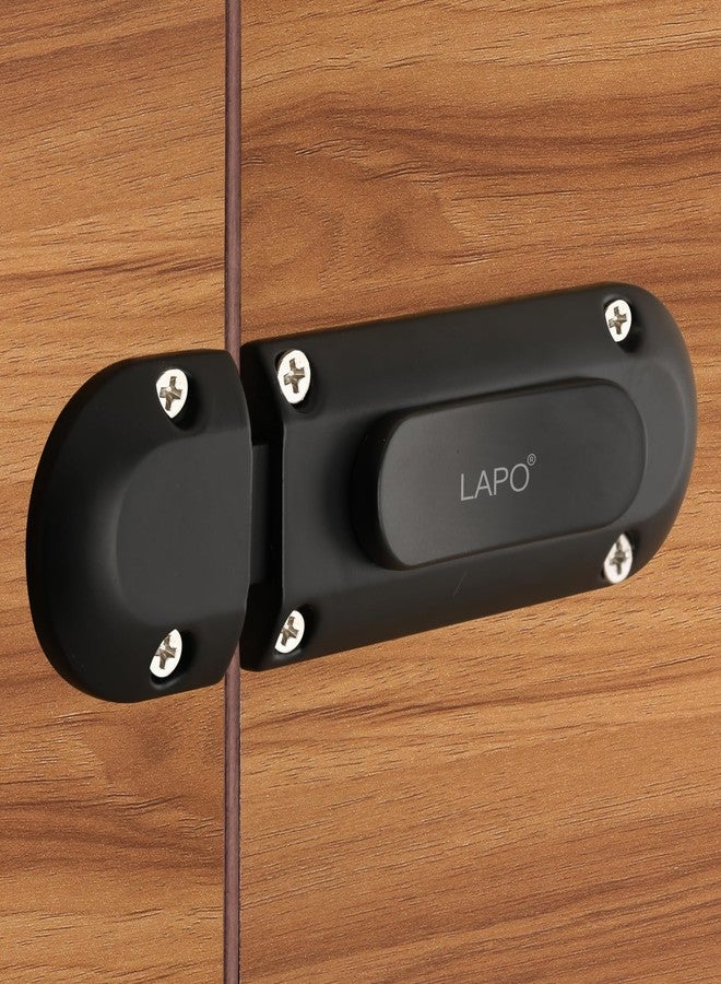 LAPO 1 Piece Latch Lock for Home, Door Latches for Bathroom, Chitkani Door Stopper, Baby Latch for Balcony, Bedroom, Storeroom (Material- Zinc, Black Finish, 3 Years Warrany)-YOT - Image 1